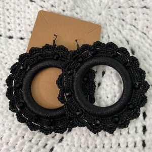 Black Crochet Hoop Earrings